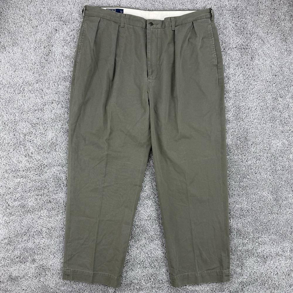 Vintage Polo Ralph Lauren Andrew Chino Pants Men's 40x29 Olive Green Pleats